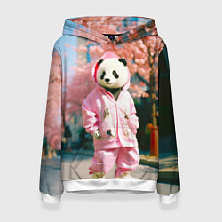 Толстовка-худи женская Милая панда в пуховике, цвет: 3D-белый