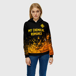 Толстовка-худи женская My Chemical Romance - gold gradient: символ сверху, цвет: 3D-черный — фото 2