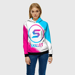 Толстовка-худи женская Skillet neon gradient style, цвет: 3D-черный — фото 2