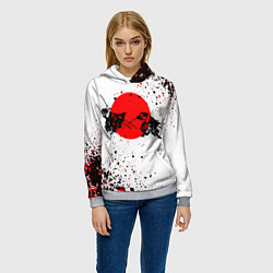 Толстовка-худи женская Два самурая, цвет: 3D-меланж — фото 2