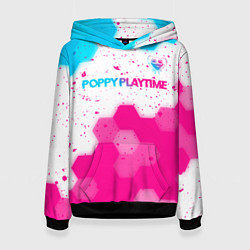 Женская толстовка Poppy Playtime neon gradient style: символ сверху
