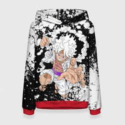 Толстовка-худи женская Луффи из Ван Пис - Gear 5, цвет: 3D-красный