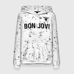 Женская толстовка Bon Jovi glitch на светлом фоне: символ сверху
