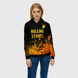 Толстовка-худи женская Rolling Stones - gold gradient: символ сверху, цвет: 3D-черный — фото 2