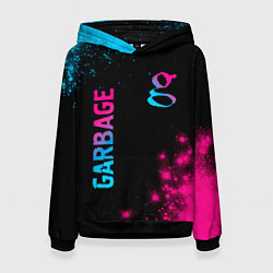Толстовка-худи женская Garbage - neon gradient: надпись, символ, цвет: 3D-черный