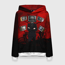 Толстовка-худи женская Skibidi toilet Tv Man, цвет: 3D-белый