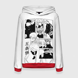 Толстовка-худи женская Разный Годжо - Магическая битва, цвет: 3D-красный