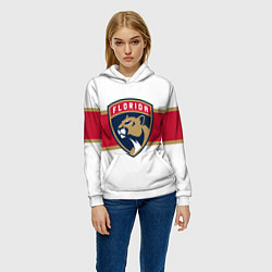 Толстовка-худи женская Florida panthers - uniform - hockey, цвет: 3D-белый — фото 2