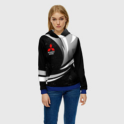 Толстовка-худи женская Митсубиси - строгие оттенки, цвет: 3D-синий — фото 2