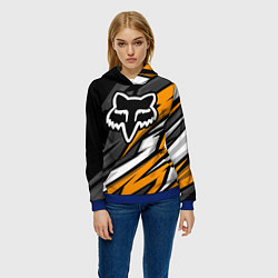 Толстовка-худи женская Fox motocross racing - orange, цвет: 3D-синий — фото 2