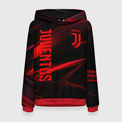 Толстовка-худи женская Juventus black red logo, цвет: 3D-красный