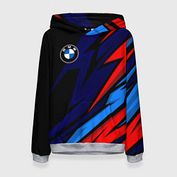 Толстовка-худи женская BMW - m colors and black, цвет: 3D-меланж