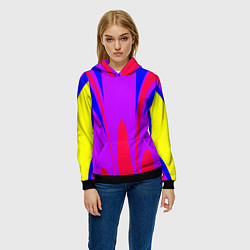 Толстовка-худи женская Яркий цветной мотив, цвет: 3D-черный — фото 2