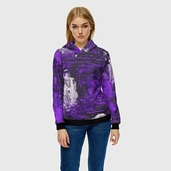 Толстовка-худи женская Киберпанк заражение фиолетовое, цвет: 3D-черный — фото 2