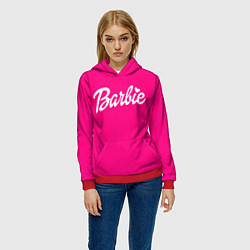 Толстовка-худи женская Барби розовая, цвет: 3D-красный — фото 2
