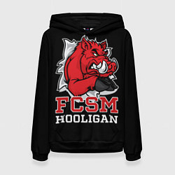 Толстовка-худи женская FCSM hooligan, цвет: 3D-черный