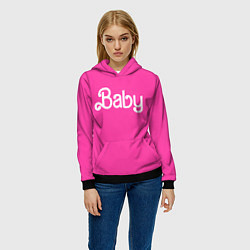 Толстовка-худи женская Барби ребенок, цвет: 3D-черный — фото 2