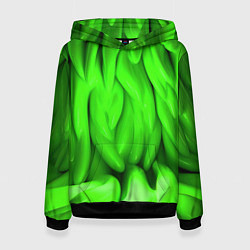 Толстовка-худи женская Зеленая абстрактная текстура, цвет: 3D-черный