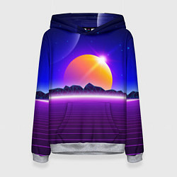 Женская толстовка Mountains - sun - space - vaporwave