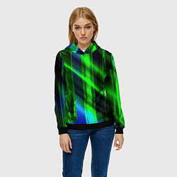 Толстовка-худи женская Зеленая зеркальная абстракция, цвет: 3D-черный — фото 2