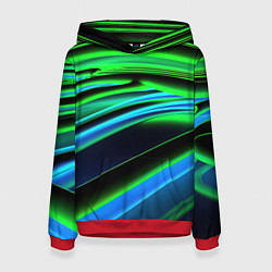 Толстовка-худи женская Green geometry abstract, цвет: 3D-красный
