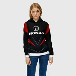 Толстовка-худи женская Honda - технологии, цвет: 3D-белый — фото 2
