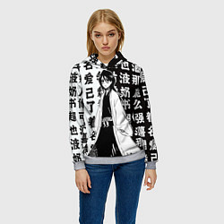 Толстовка-худи женская Рукия и иероглифы - Блич, цвет: 3D-меланж — фото 2