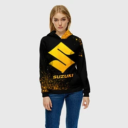 Толстовка-худи женская Suzuki - gold gradient, цвет: 3D-черный — фото 2
