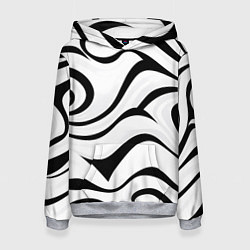 Толстовка-худи женская Анималистическая абстракция зебры, цвет: 3D-меланж