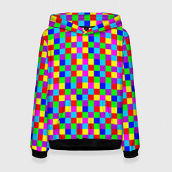 Толстовка-худи женская Разноцветные плитки, цвет: 3D-черный
