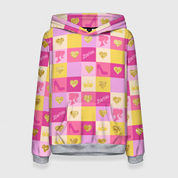 Женская толстовка Барби: желтые и розовые квадраты паттерн