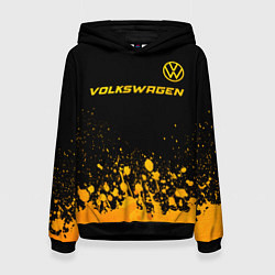 Толстовка-худи женская Volkswagen - gold gradient: символ сверху, цвет: 3D-черный