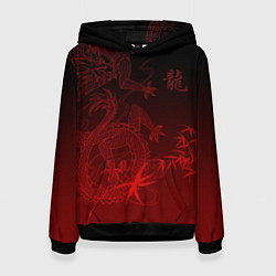 Толстовка-худи женская Дракон в градиенте, цвет: 3D-черный