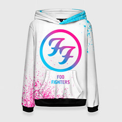 Толстовка-худи женская Foo Fighters neon gradient style, цвет: 3D-черный