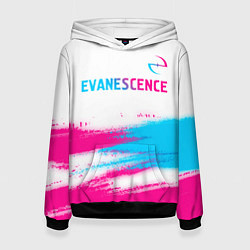 Толстовка-худи женская Evanescence neon gradient style: символ сверху, цвет: 3D-черный