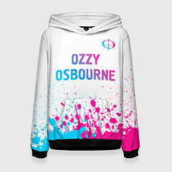 Толстовка-худи женская Ozzy Osbourne neon gradient style: символ сверху, цвет: 3D-черный