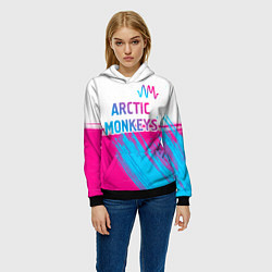 Толстовка-худи женская Arctic Monkeys neon gradient style: символ сверху, цвет: 3D-черный — фото 2