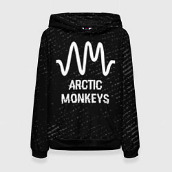 Толстовка-худи женская Arctic Monkeys glitch на темном фоне, цвет: 3D-черный