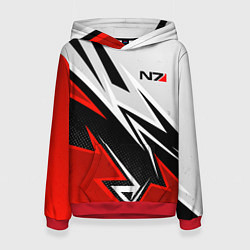 Толстовка-худи женская N7 mass effect - white and red, цвет: 3D-красный