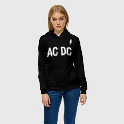 Толстовка-худи женская AC DC glitch на темном фоне: символ сверху, цвет: 3D-черный — фото 2