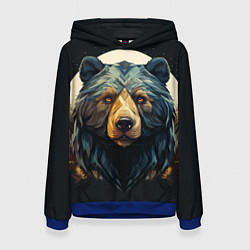 Толстовка-худи женская Арт осенний медведь, цвет: 3D-синий