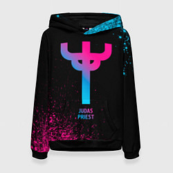 Толстовка-худи женская Judas Priest - neon gradient, цвет: 3D-черный