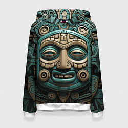 Толстовка-худи женская Орнамент в стиле индейцев майя, цвет: 3D-белый