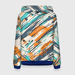 Толстовка-худи женская Абстракция разноцветная, цвет: 3D-синий