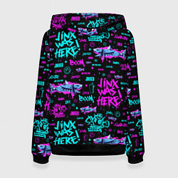 Толстовка-худи женская Jinx Arcane pattern neon, цвет: 3D-черный