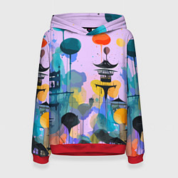 Толстовка-худи женская Фантазийный японский паттерн, цвет: 3D-красный