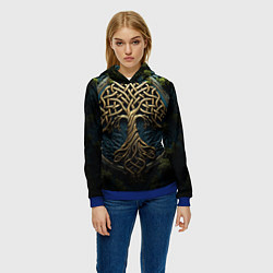 Толстовка-худи женская Кельты: древо жизни, цвет: 3D-синий — фото 2