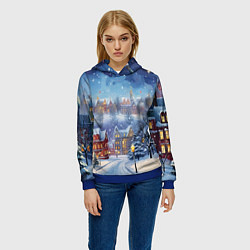 Толстовка-худи женская New year city, цвет: 3D-синий — фото 2