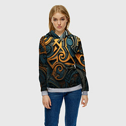 Толстовка-худи женская Абстрактный узор в викингском стиле, цвет: 3D-меланж — фото 2