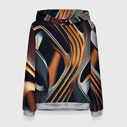 Толстовка-худи женская Слияние красок оранжевого и чёрного абстракция, цвет: 3D-меланж